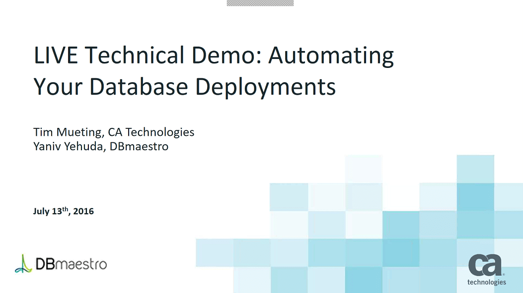 Live Technical Demo: Automating Your Database Deployments