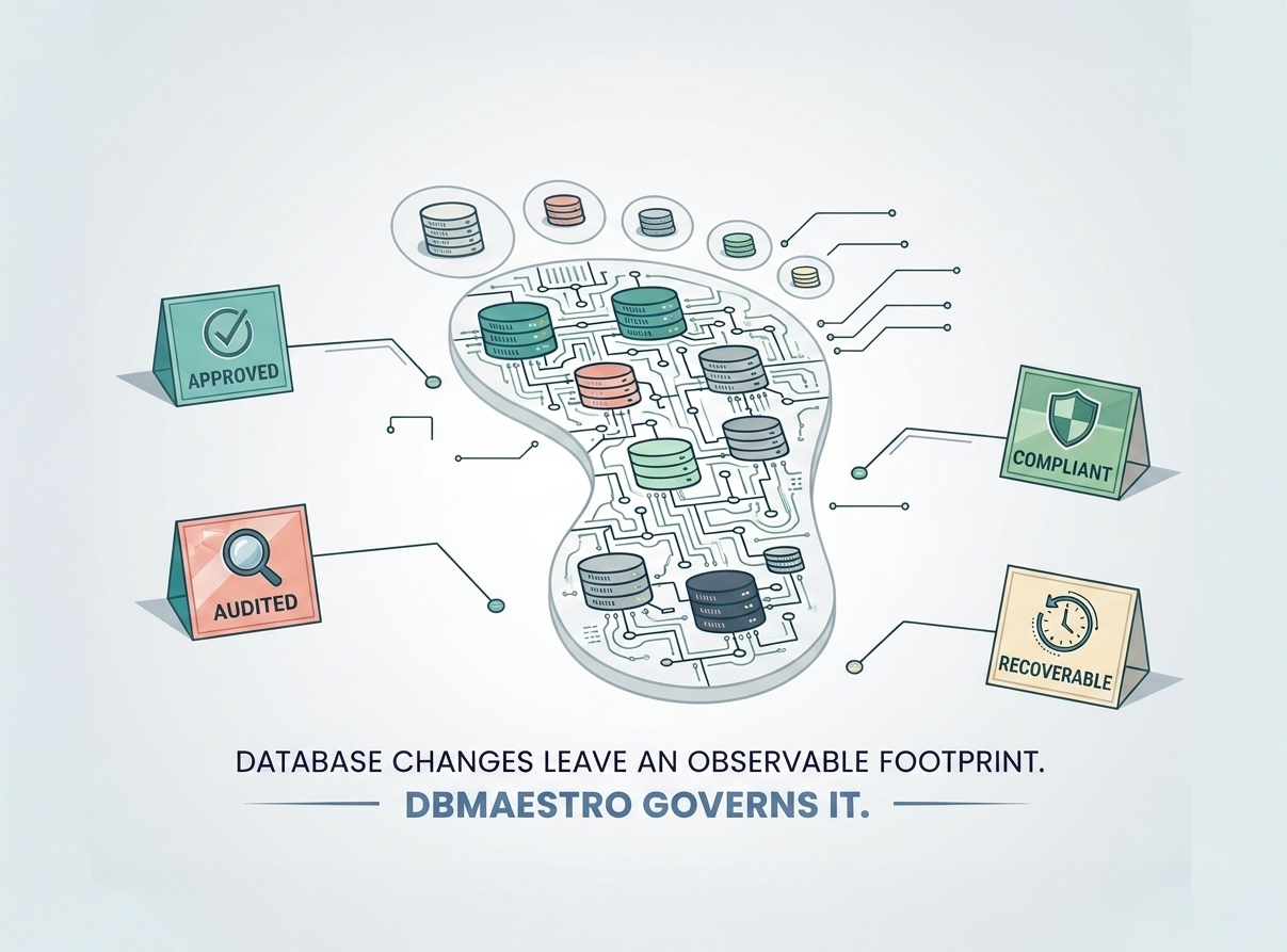 Database changes leave an observable footprint — approved, audited, compliant, recoverable with DBmaestro