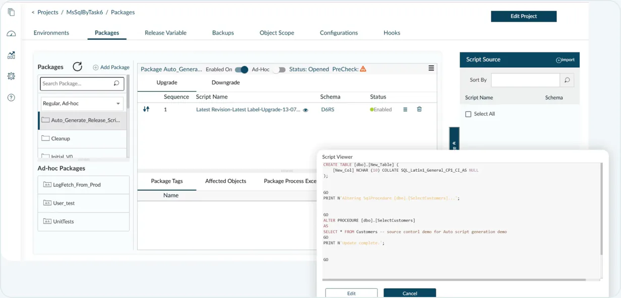 Zero-friction database deployment run in DBmaestro with automated validation